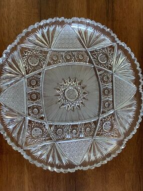 Platter/Cake Plate Crystal Vintage Serving Dish, Antique Glass Tray, Bohemian